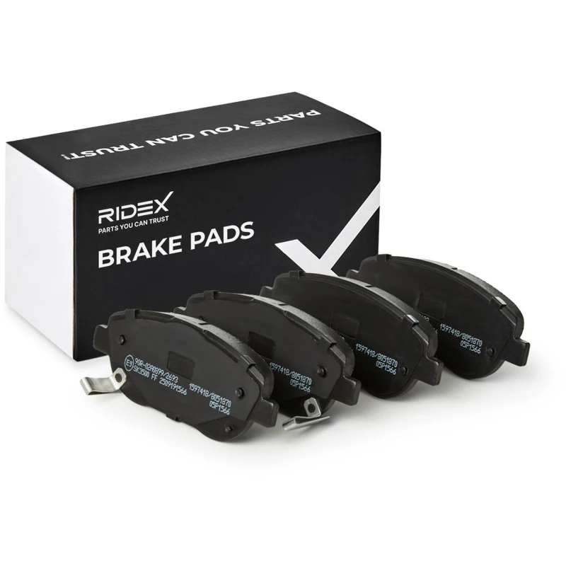 Image of RIDEX 402B0824 Brake pad set Front Axle, with acoustic wear warning, with accessories Brake Pad Set,disc brake (402)
