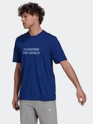 Image of adidas Short Sleeve Graphic T-Shirt, Blue Size M Men