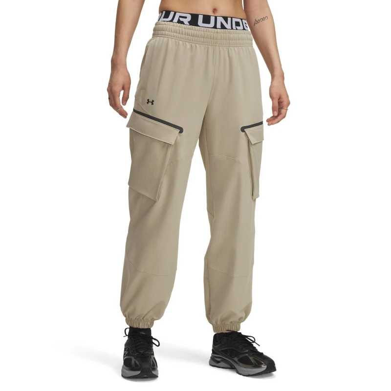 Image of Under Armour Womens Unstoppable Closed Hem Jersey Joggers City Khaki female 10 (S)