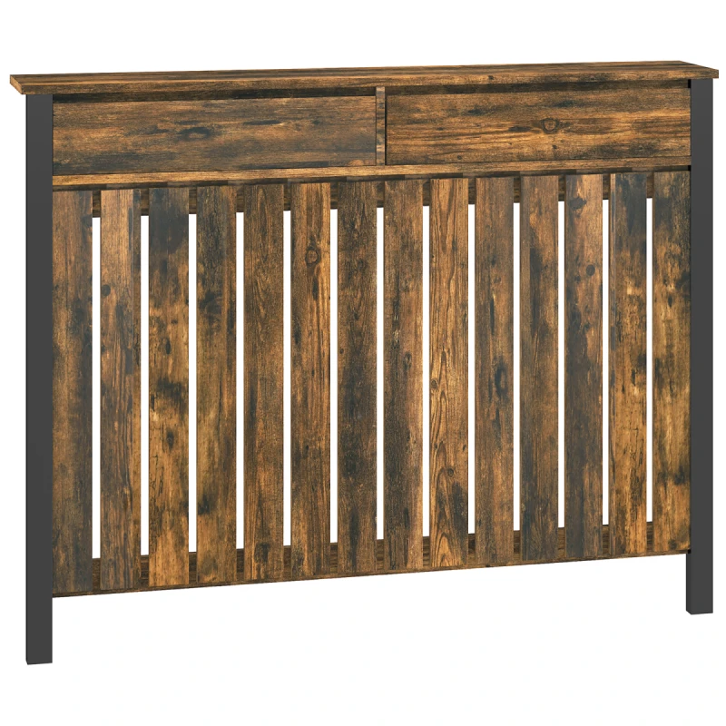 Image of HOMCOM HOMCOM Radiator Cover with Drawer and Vertical Slats, Heating Cover Rustic Brown Brown One Size Unisex 5061025075546