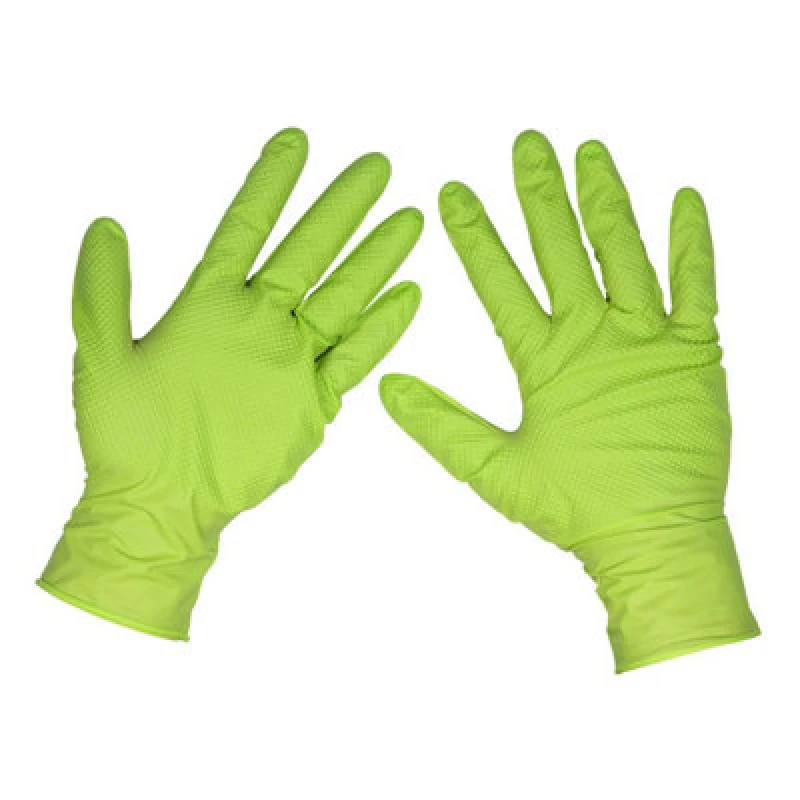 Image of Sealey SSP54XL Hi-vis Diamond Grip Nitrile Powder-free Gloves - Pack Of 50 SSP54XL