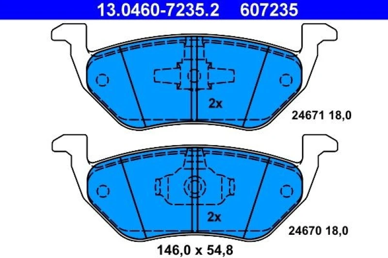 Image of ATE 13.0460-7235.2 Brake pad set excl. wear warning contact Brake Pad Set,disc brake (402)