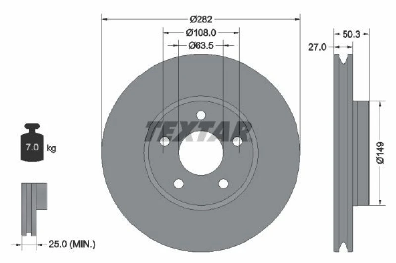 Image of Brake disc TEXTAR 92303405