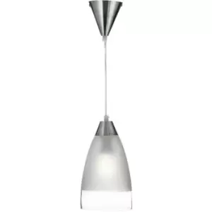 image of Searchlight Metal And Glass - 1 Light Ceiling Pendant Chrome with Clear And Frosted Glass Shade, E27