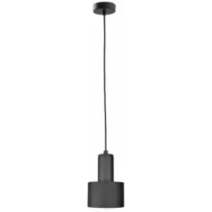 Image of Keter Lighting - Keter Luce Cylindrical Pendant Ceiling Light Black, 15cm, 1x E27