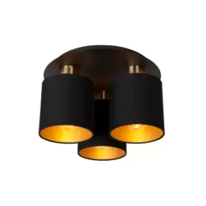 image of Fudral Classic Flush Ceiling Light - Ø37cm - 3xE27 - Black