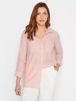 image of Long Tall Sally Pink Stripe Print Shirt, Pink, Size 10, Women