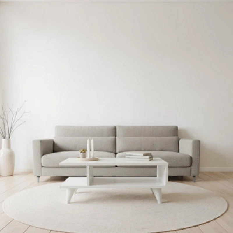 Image of Decortie Titus Modern Coffee Table 80Cm Open Storage Shelf White Living Room Centre Table