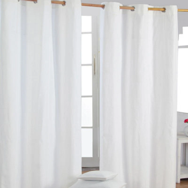 Image of Homescapes Plain Off White Cotton Eyelet Curtains 137 X 182 Cm