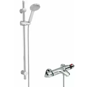 image of Nuie - Reef Thermostatic Bath Shower Mixer with Water Saving Slider Rail Kit - Chrome