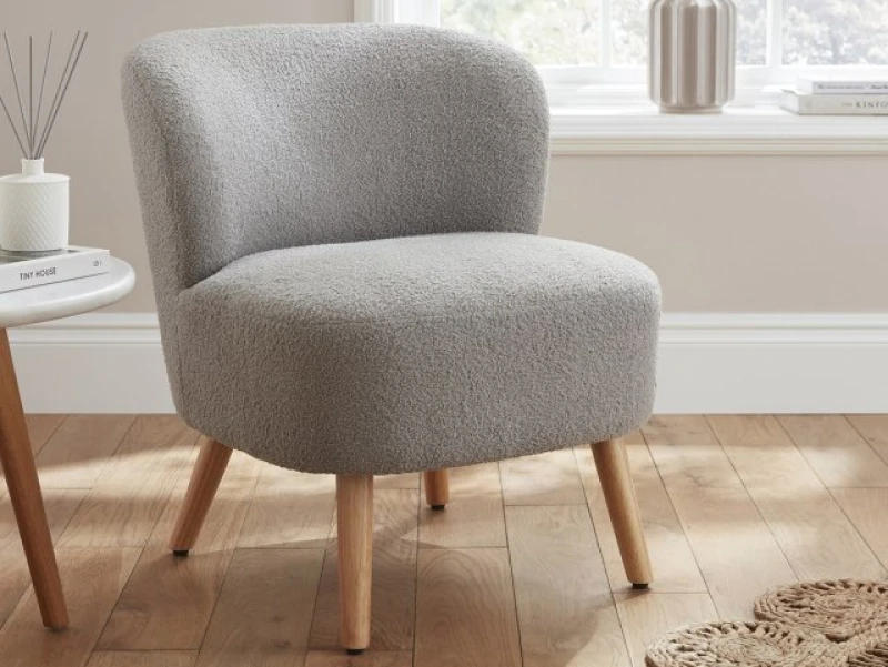 Image of GFW Evie Boucle Grey Fabric Accent Chair