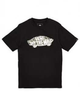 image of Vans Childrens 'Off The Wall' Logo Fill Short Sleeve T-Shirt - Black