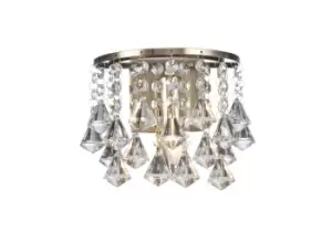 image of Acton Wall Lamp 1 Light E14 Switched Antique Brass, Prism Crystal