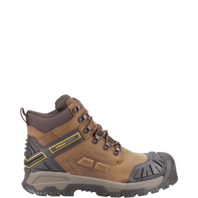 Image of Amblers Safety Mens Ignite Waterproof Leather Safety Boots UK Size 13 (EU 48) BROWN AMB372-BROWN-13