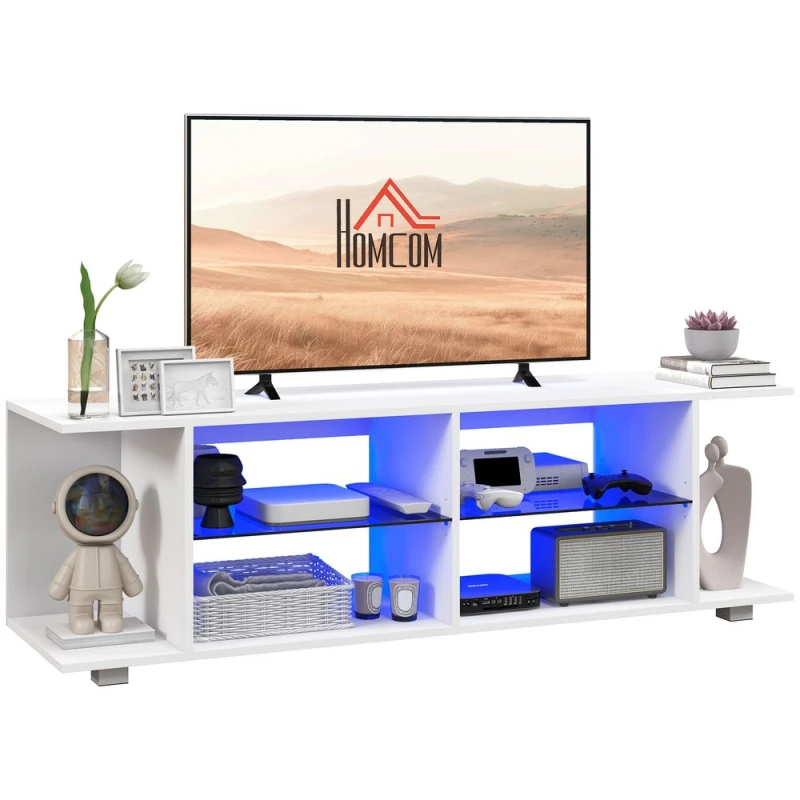 Image of HOMCOM TV Stand 145cm TV Unit With RGB LED Light For 60''tv Black 839-715V70BK
