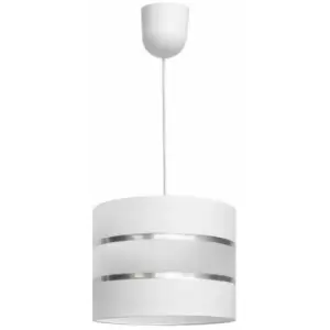 Image of Helam Lighting - Helam Helen Cylindrical Pendant Ceiling Light White, Silver 20cm