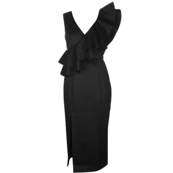 Image of ISSA Ruffle scuba dress - Black