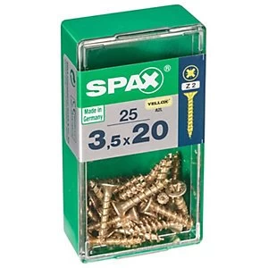 Image of Spax PZ Countersunk Zinc Yellow Screws - 3.5 x 20mm Pack of 25