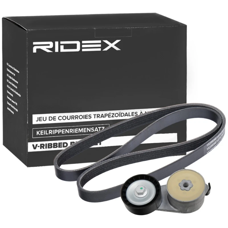 Image of RIDEX 542R0752 V-ribbed belt set Check alternator freewheel clutch & replace if necessary V-Ribbed Belt Set (542)
