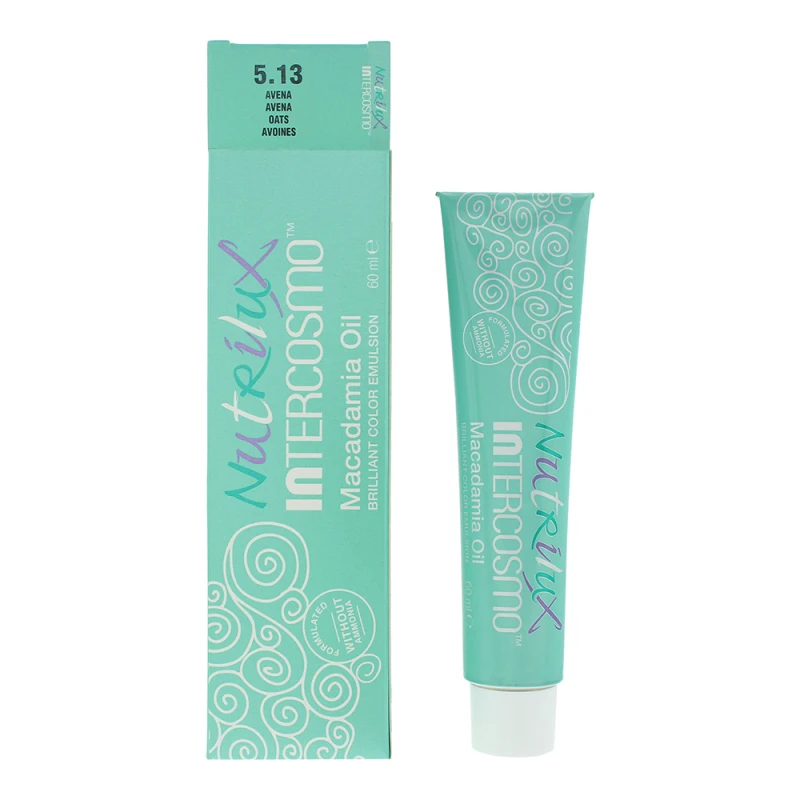 Image of Intercosmo Nutrilux Macadamia Oil 5.13 Light Brown Golden Ash Hair Colour 60ml