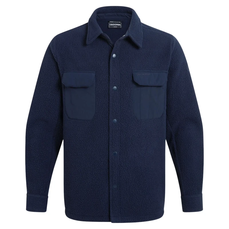 Image of Craghoppers Craghoppers Men Blencathra Borg Overshirt Fleece Jacket in Black Size: 2X-large Black XXL Male 5063260130967