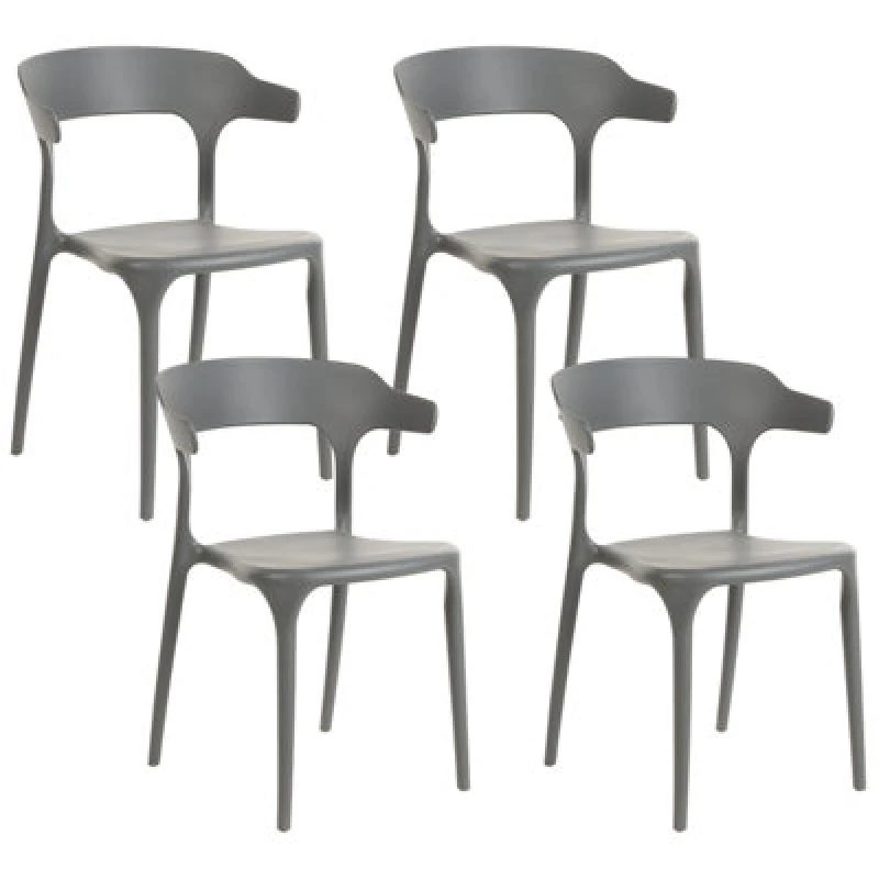Image of Beliani Set Of 4 Garden Chairs Gubbio Grey
