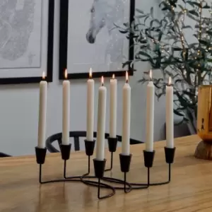 Image of Black Circular 8 PC Candle Holder H12cm W34cm