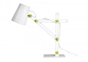 Table Task Lamp 1 Light E27, Matt White, Green