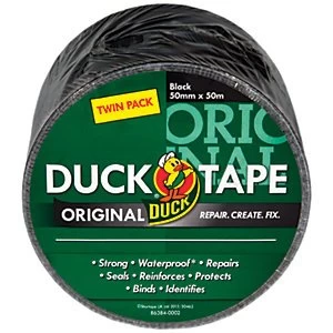 image of Duck Tape Original Black 50mm x 25m Twin Pack