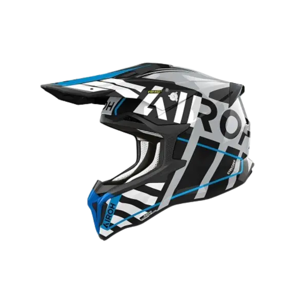 Image of Airoh Strycker Brave Blue Grey Offroad Helmet Size S