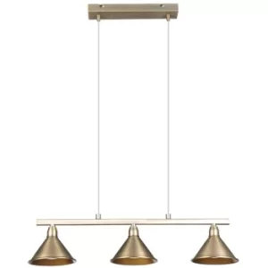 image of Country 3 Light Straight Bar Pendant Ceiling Light Bronze