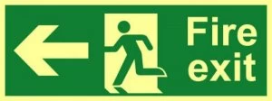 Image of Fire Exit (Man Arrow Left) Sign Flxble S/ALum.Brd