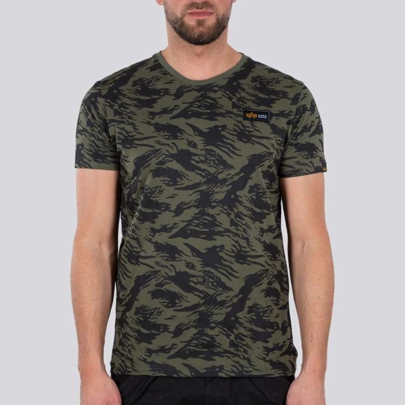 Image of Alpha Industries Tactical Camo T Brushstroke T-Shirt, black-green, Size XS for Men
