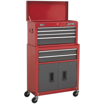 image of Sealey American Pro 6 Drawer Roller Cabinet and Tool Chest Red / Grey