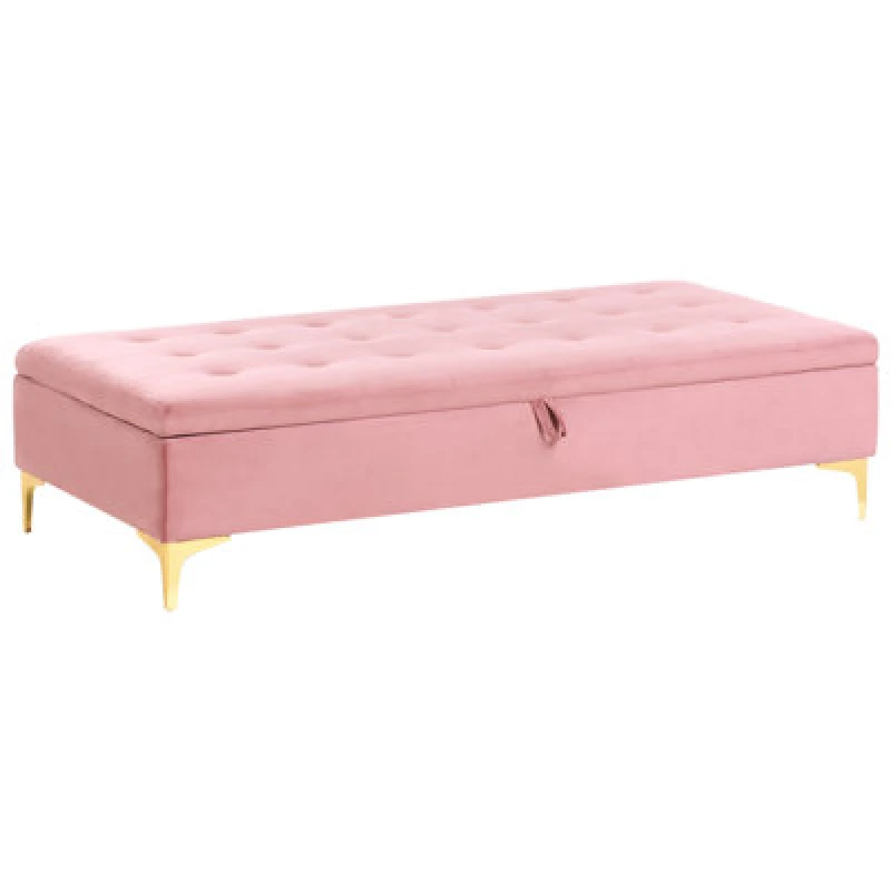 Image of Beliani Storage Ottoman Aberdeen Velvet Pink