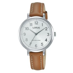 Image of Lorus RG237MX7 Ladies Elegant Camel Brown Slim Leather Strap Watch