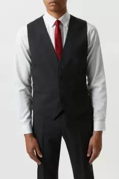 image of Slim Fit Plain Charcoal Wool Suit Waistcoat