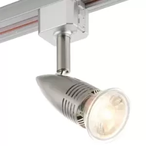 Image of Adjustable Ceiling Track Spotlight Satin Chrome Single 7W GU10 Lamp Downlight