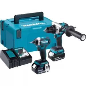 image of Makita DLX2412TJ 18v LXT Cordless Brushless Combi Drill and Impact Driver Kit 2 x 5ah Li-ion Charger Case