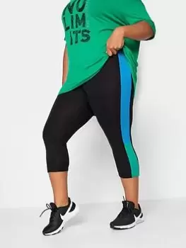 Image of Yours Colour Clash Active Crop Legging Green/blue, Black, Size 14, Women