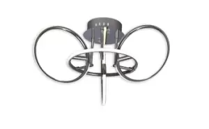 Image of Aros Semi Flush Ceiling Light 63cm Diameter, 4 Ring, 46W LED 3000K, 2050lm, Chrome, Rf Remotre Control