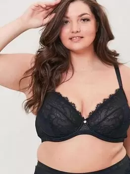 Image of Oola Lace & Logo Underwired Bra, Black, Size 38Dd, Women