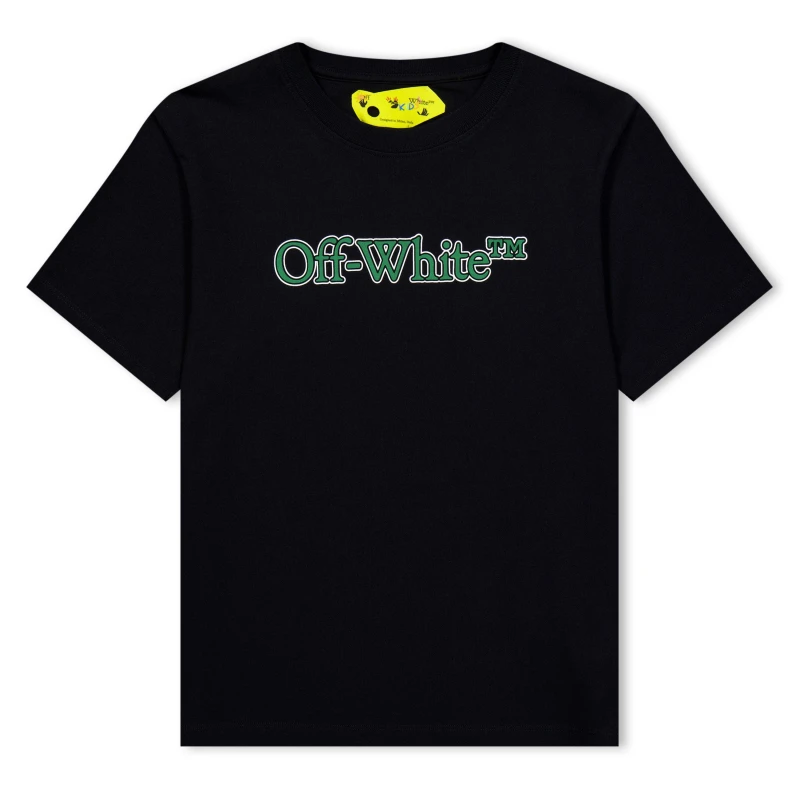Image of Off White Kids Bookish Cotton Logo T-Shirt Black Green male 12Y