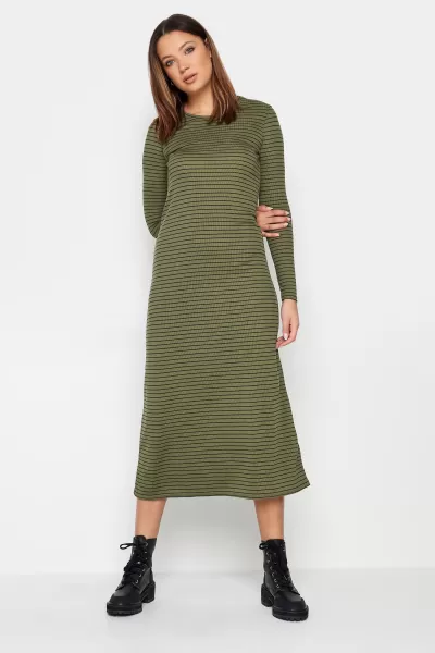 Image of Tall Stripe Ribbed Midi Dress