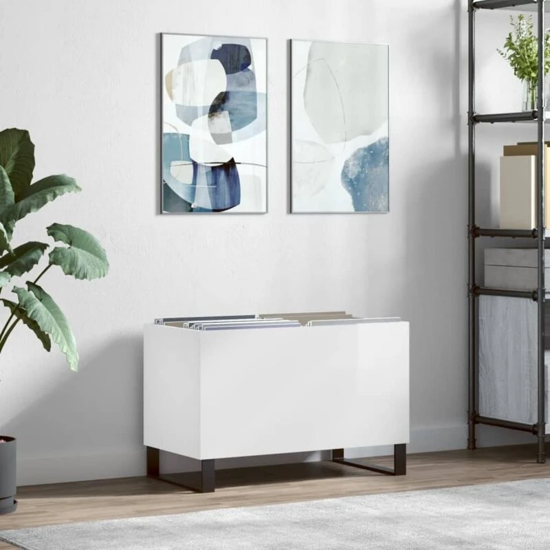 Image of VIDAXL Record Cabinet High Gloss White 74.5x38x48cm Engineered Wood Vidaxl 8720845877453