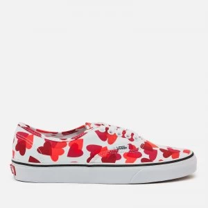 Image of Vans Womens Valentines Hearts Classic Authentic Trainers - White/Pink/Red - UK 5