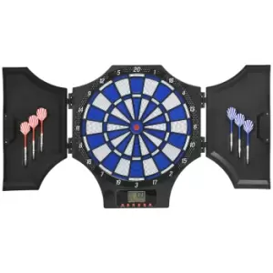 image of SPORTNOW Electronic Dartboard Set with 31 Games for 8 Players, Dart Board Set w/Cabinet, 6 Soft Tip Darts, 6 Spare Tips, LCD Scoring Indicator