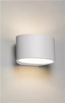 image of KnightsBridge 230V G9 40W Curved Up and Down Plaster Wall Light 200mm