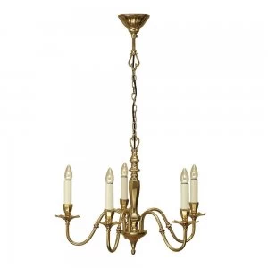 Image of 5 Light Multi Arm Ceiling Candle Pendant Solid Brass, E14