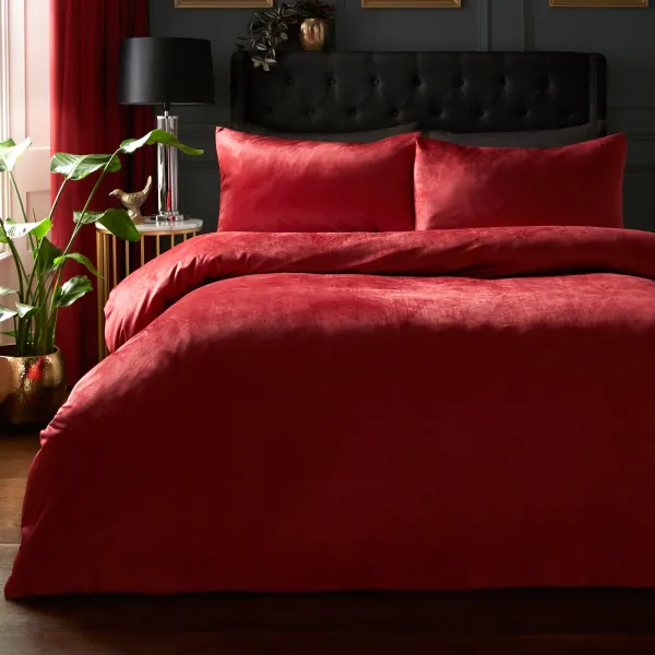 image of Laurence Llewelyn Bowen Montrose Claret Duvet Cover and Pillowcase Set Claret (Red)